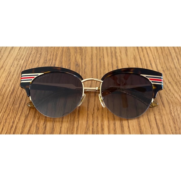 💯Authentic Gucci Sylvie Havana Cat Eye Sunglasses GG0283S - Picture 9 of 15